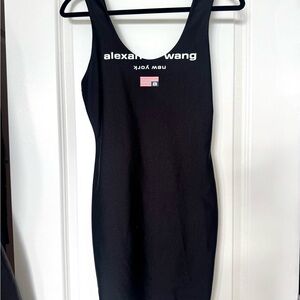 Alexander Wang Black Satin logo dress